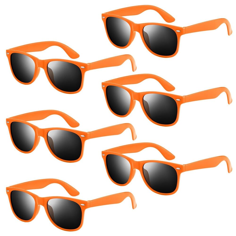 6647 12 Pack Orange Neon Sunglasses Bulk Retro Colorful Party Glasses